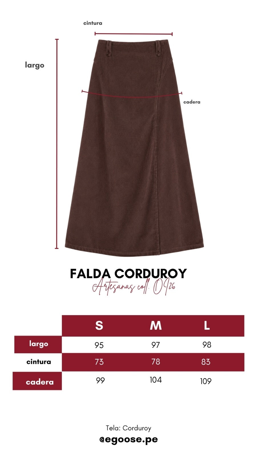 Falda larga corduroy