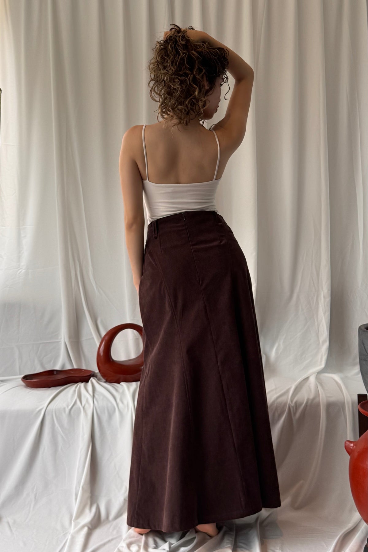 Falda larga corduroy