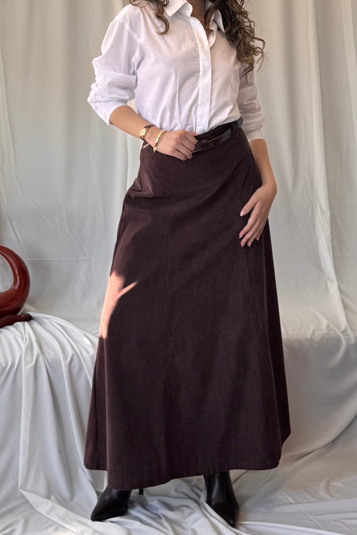 Falda larga corduroy