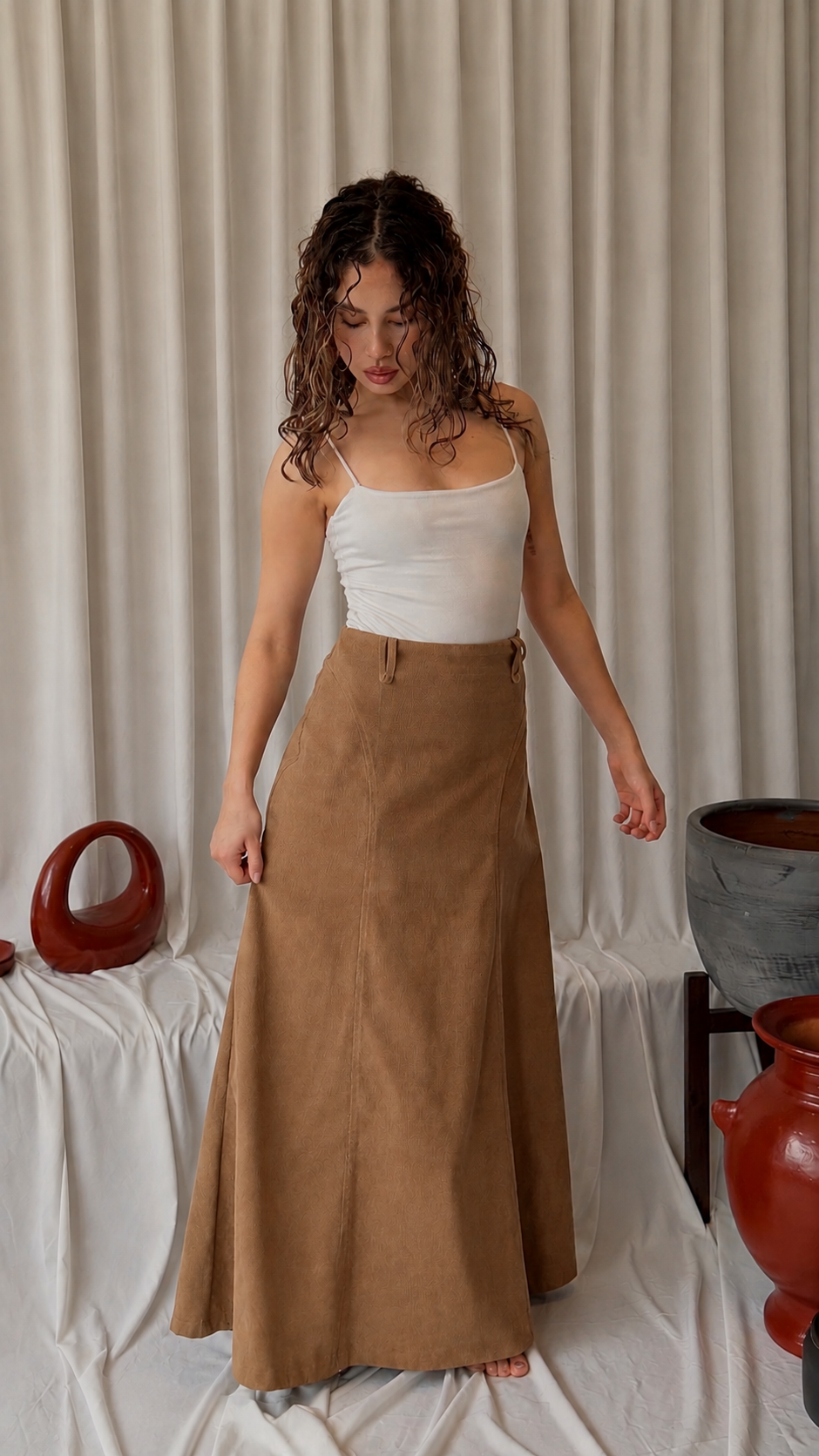 Falda larga corduroy
