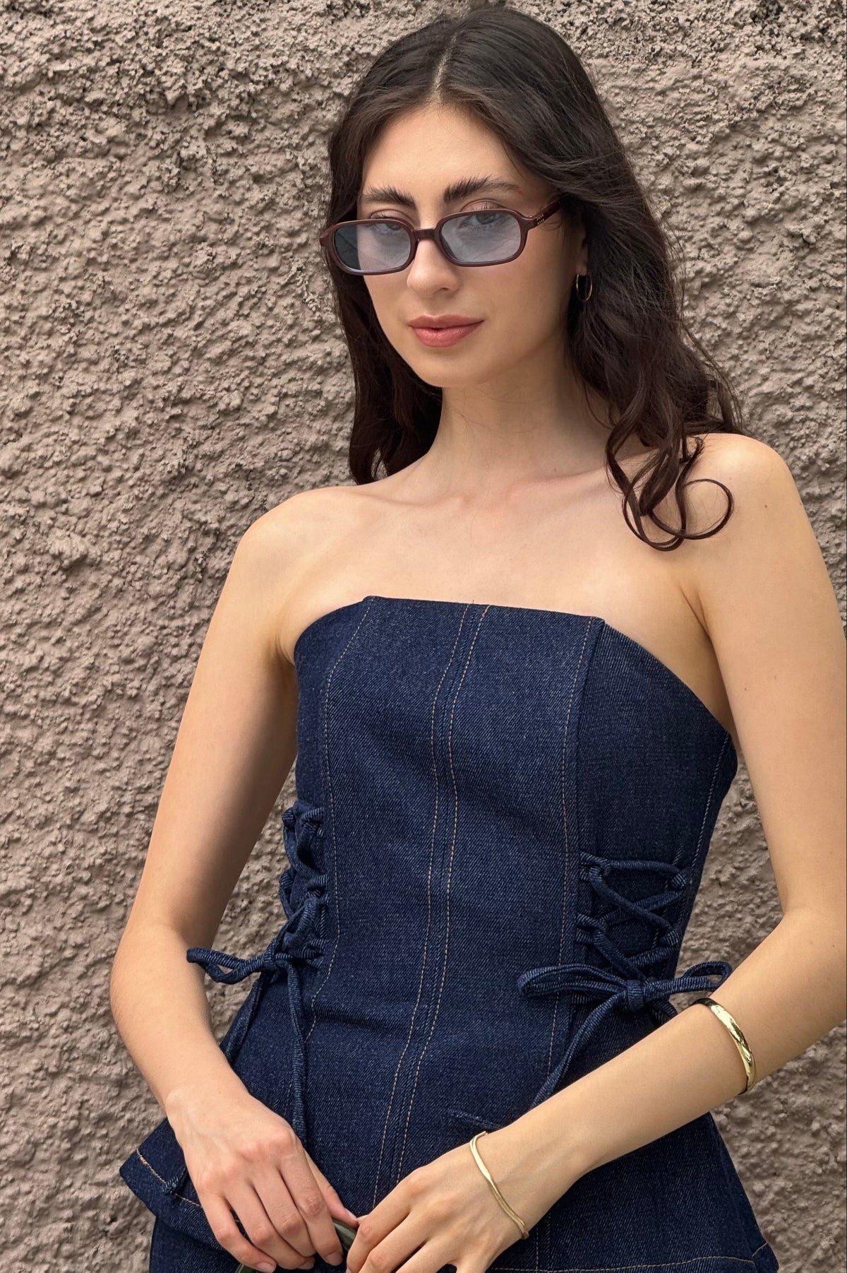Strapless Denim Peplum #21