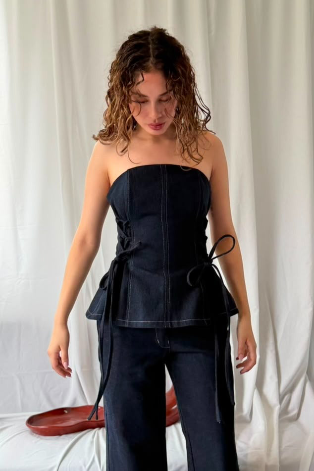 Strapless Denim Peplum #21