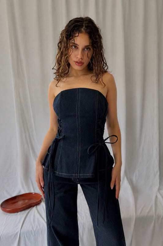 Strapless Denim Peplum #21
